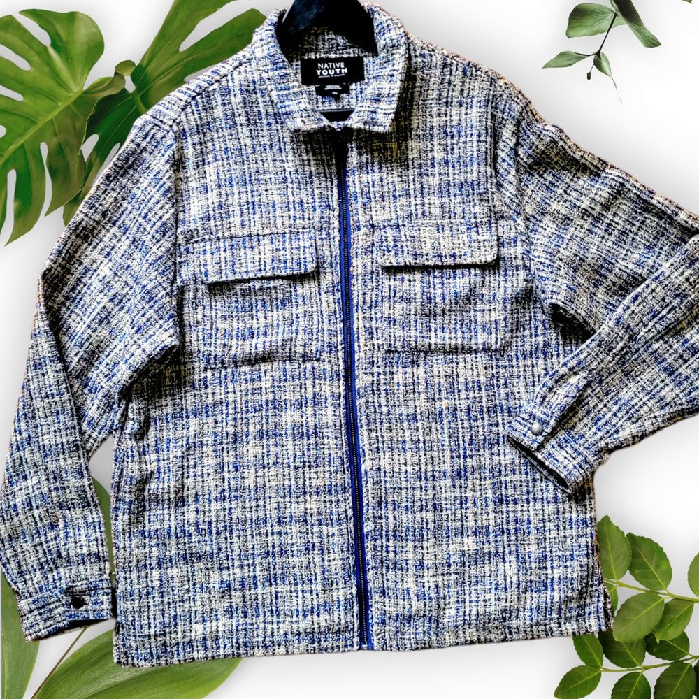 Native Youth Tweed Zip Jacket/Coat, sz XL